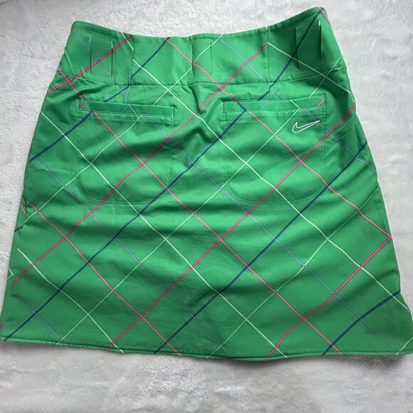 Nike Reversable Wrap Plaid Tennis Golf Skirt Green Pockets Size UK 4 Dri-Fit - Picture 2 of 10